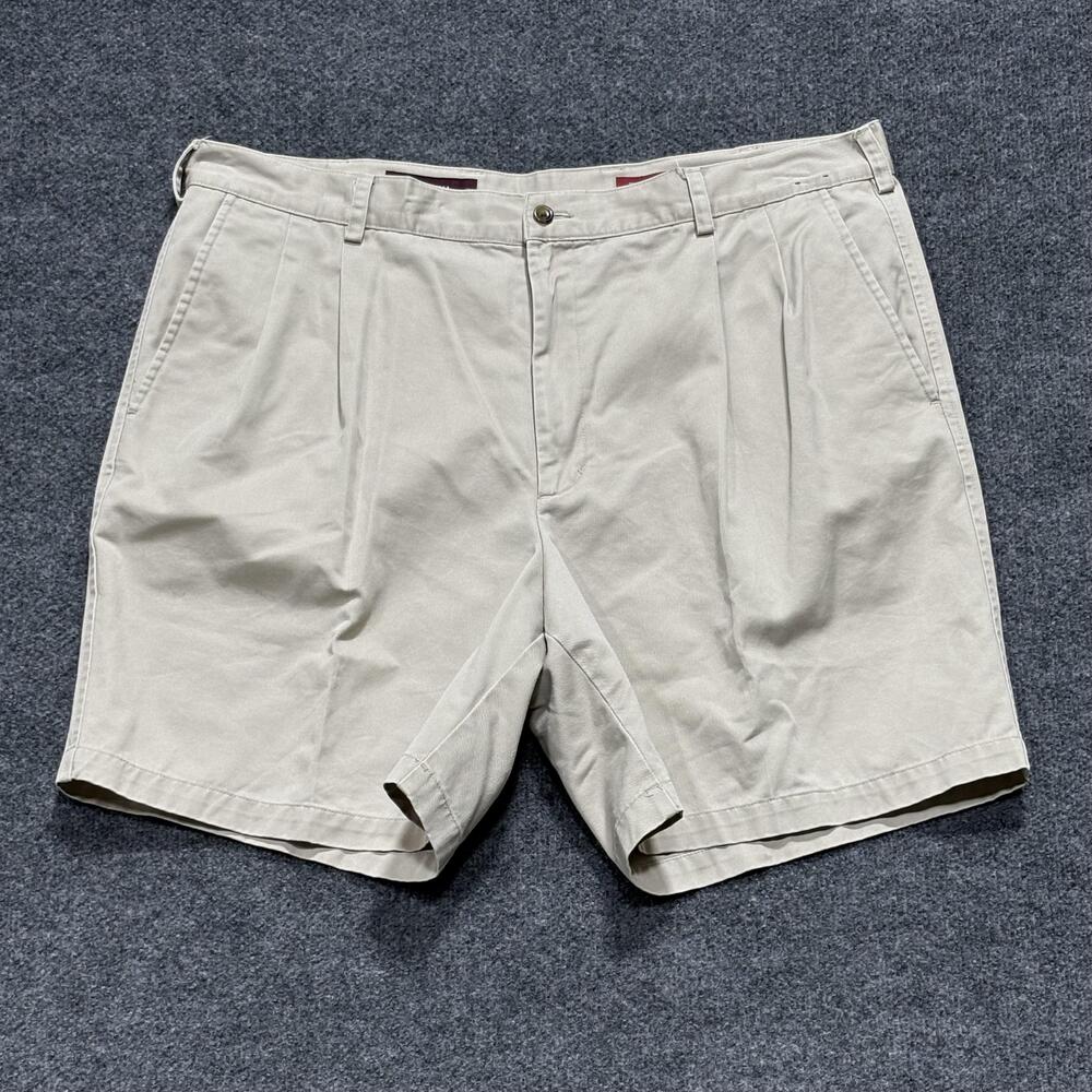 Nordstrom Shorts Mens 42W Beige 100% Cotton Smartcare Pleated Chino Casual